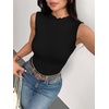 Zeagoo Womens Sleeveless Mock Turtleneck Tank Tops Ribbed Lettuce Trim Tops Basic Slim Fit Shirts Casual Summer Clothes 2026(Black)