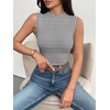 Zeagoo Womens Sleeveless Mock Turtleneck Tank Tops Ribbed Lettuce Trim Tops Basic Slim Fit Shirts Casual Summer Clothes 2026(Black-white Stripe)