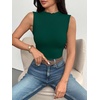 Zeagoo Womens Sleeveless Mock Turtleneck Tank Tops Ribbed Lettuce Trim Tops Basic Slim Fit Shirts Casual Summer Clothes 2026(Green)
