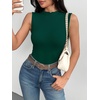 Zeagoo Womens Sleeveless Mock Turtleneck Tank Tops Ribbed Lettuce Trim Tops Basic Slim Fit Shirts Casual Summer Clothes 2026(Green)