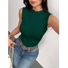 Zeagoo Womens Sleeveless Mock Turtleneck Tank Tops Ribbed Lettuce Trim Tops Basic Slim Fit Shirts Casual Summer Clothes 2026(Green)