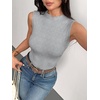 Zeagoo Womens Sleeveless Mock Turtleneck Tank Tops Ribbed Lettuce Trim Tops Basic Slim Fit Shirts Casual Summer Clothes 2026(Grey)