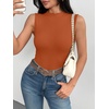 Zeagoo Womens Sleeveless Mock Turtleneck Tank Tops Ribbed Lettuce Trim Tops Basic Slim Fit Shirts Casual Summer Clothes 2026(Orange)