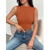Zeagoo Womens Sleeveless Mock Turtleneck Tank Tops Ribbed Lettuce Trim Tops Basic Slim Fit Shirts Casual Summer Clothes 2026(Orange)