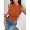 Zeagoo Womens Sleeveless Mock Turtleneck Tank Tops Ribbed Lettuce Trim Tops Basic Slim Fit Shirts Casual Summer Clothes 2026(Orange)