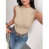 Zeagoo Womens Sleeveless Mock Turtleneck Tank Tops Ribbed Lettuce Trim Tops Basic Slim Fit Shirts Casual Summer Clothes 2026(Warm Apricot)