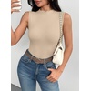 Zeagoo Womens Sleeveless Mock Turtleneck Tank Tops Ribbed Lettuce Trim Tops Basic Slim Fit Shirts Casual Summer Clothes 2026(Warm Apricot)