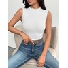 Zeagoo Womens Sleeveless Mock Turtleneck Tank Tops Ribbed Lettuce Trim Tops Basic Slim Fit Shirts Casual Summer Clothes 2026(White)