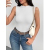 Zeagoo Womens Sleeveless Mock Turtleneck Tank Tops Ribbed Lettuce Trim Tops Basic Slim Fit Shirts Casual Summer Clothes 2026(White)