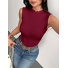 Zeagoo Womens Sleeveless Mock Turtleneck Tank Tops Ribbed Lettuce Trim Tops Basic Slim Fit Shirts Casual Summer Clothes 2026(Wine Red)