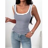 Zeagoo Womens Square Neck Ribbed Tank Tops 2026 Summer Casual Slim Fit Basic Sleeveless Shirts Cute Going Out Top(E – Stripe Navy White)