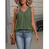 Zeagoo Womens Tank Tops Summer Sleeveless Loose Fit Tops V Neck Pleated Shirts Basic Tees Dressy Casual Trendy Clothes(Army Green)