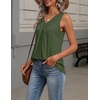Zeagoo Womens Tank Tops Summer Sleeveless Loose Fit Tops V Neck Pleated Shirts Basic Tees Dressy Casual Trendy Clothes(Army Green)
