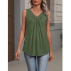 Zeagoo Womens Tank Tops Summer Sleeveless Loose Fit Tops V Neck Pleated Shirts Basic Tees Dressy Casual Trendy Clothes(Army Green)