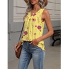 Zeagoo Womens Tank Tops Summer Sleeveless Loose Fit Tops V Neck Pleated Shirts Basic Tees Dressy Casual Trendy Clothes(Bf351-yellow)