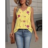 Zeagoo Womens Tank Tops Summer Sleeveless Loose Fit Tops V Neck Pleated Shirts Basic Tees Dressy Casual Trendy Clothes(Bf351-yellow)