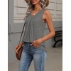 Zeagoo Womens Tank Tops Summer Sleeveless Loose Fit Tops V Neck Pleated Shirts Basic Tees Dressy Casual Trendy Clothes(Grey)
