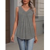 Zeagoo Womens Tank Tops Summer Sleeveless Loose Fit Tops V Neck Pleated Shirts Basic Tees Dressy Casual Trendy Clothes(Grey)