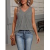 Zeagoo Womens Tank Tops Summer Sleeveless Loose Fit Tops V Neck Pleated Shirts Basic Tees Dressy Casual Trendy Clothes(Grey)
