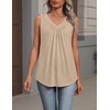 Zeagoo Womens Tank Tops Summer Sleeveless Loose Fit Tops V Neck Pleated Shirts Basic Tees Dressy Casual Trendy Clothes(Khaki)