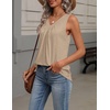 Zeagoo Womens Tank Tops Summer Sleeveless Loose Fit Tops V Neck Pleated Shirts Basic Tees Dressy Casual Trendy Clothes(Khaki)