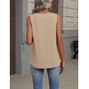 Zeagoo Womens Tank Tops Summer Sleeveless Loose Fit Tops V Neck Pleated Shirts Basic Tees Dressy Casual Trendy Clothes(Khaki)