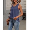 Zeagoo Womens Tank Tops Summer Sleeveless Loose Fit Tops V Neck Pleated Shirts Basic Tees Dressy Casual Trendy Clothes(Navy Blue)