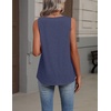 Zeagoo Womens Tank Tops Summer Sleeveless Loose Fit Tops V Neck Pleated Shirts Basic Tees Dressy Casual Trendy Clothes(Navy Blue)