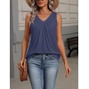 Zeagoo Womens Tank Tops Summer Sleeveless Loose Fit Tops V Neck Pleated Shirts Basic Tees Dressy Casual Trendy Clothes(Navy Blue)
