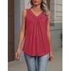 Zeagoo Womens Tank Tops Summer Sleeveless Loose Fit Tops V Neck Pleated Shirts Basic Tees Dressy Casual Trendy Clothes(Red)