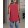 Zeagoo Womens Tank Tops Summer Sleeveless Loose Fit Tops V Neck Pleated Shirts Basic Tees Dressy Casual Trendy Clothes(Red)