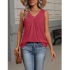 Zeagoo Womens Tank Tops Summer Sleeveless Loose Fit Tops V Neck Pleated Shirts Basic Tees Dressy Casual Trendy Clothes(Red)