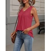 Zeagoo Womens Tank Tops Summer Sleeveless Loose Fit Tops V Neck Pleated Shirts Basic Tees Dressy Casual Trendy Clothes(Red)