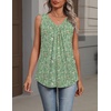 Zeagoo Womens Tank Tops Summer Sleeveless Loose Fit Tops V Neck Pleated Shirts Basic Tees Dressy Casual Trendy Clothes(Xh534- Green Flower)