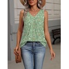 Zeagoo Womens Tank Tops Summer Sleeveless Loose Fit Tops V Neck Pleated Shirts Basic Tees Dressy Casual Trendy Clothes(Xh534- Green Flower)