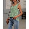 Zeagoo Womens Tank Tops Summer Sleeveless Loose Fit Tops V Neck Pleated Shirts Basic Tees Dressy Casual Trendy Clothes(Xh534- Green Flower)