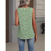 Zeagoo Womens Tank Tops Summer Sleeveless Loose Fit Tops V Neck Pleated Shirts Basic Tees Dressy Casual Trendy Clothes(Xh534- Green Flower)