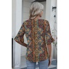 Zeagoo Womens Tops Casual V Neck Shirts Floral Solid Blouse Ruffle Tunics 3/4 Sleeve Tshirt S-XXL(Mz721)
