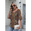 Zeagoo Womens Tops Casual V Neck Shirts Floral Solid Blouse Ruffle Tunics 3/4 Sleeve Tshirt S-XXL(Mz721)