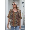 Zeagoo Womens Tops Casual V Neck Shirts Floral Solid Blouse Ruffle Tunics 3/4 Sleeve Tshirt S-XXL(Mz721)