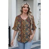 Zeagoo Womens Tops Casual V Neck Shirts Floral Solid Blouse Ruffle Tunics 3/4 Sleeve Tshirt S-XXL(Mz721)