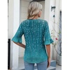 Zeagoo Womens Tops Casual V Neck Shirts Floral Solid Blouse Ruffle Tunics 3/4 Sleeve Tshirt S-XXL(Xh363)