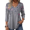 Zeagoo 3/4 Length Sleeve Womens Tops Casual V Neck Pleated Top Boho Floral Blouses Work Shirts(Floral 36)