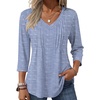 Zeagoo 3/4 Length Sleeve Womens Tops Casual V Neck Pleated Top Boho Floral Blouses Work Shirts(Striped 273)