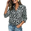 Zeagoo Button Down Shirts for Women 3/4 Length Sleeve Work Tops V Neck Shirts Dressy Casual Business Blouses with Pocket(An438)
