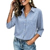 Zeagoo Button Down Shirts for Women 3/4 Length Sleeve Work Tops V Neck Shirts Dressy Casual Business Blouses with Pocket(Tz273)