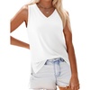 Zeagoo Womens Summer Tank Tops 2025 V Neck Sleeveless Casual Loose Fit T Shirts Side Split Going Out Tops Tunic(White)