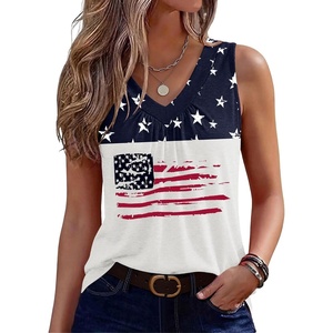 Zeagoo Womens Tank Tops Summer Sleeveless Loose Fit Tops V Neck Pleated Shirts Basic Tees Dressy Casual Trendy Clothes(Gq39-american Flag)