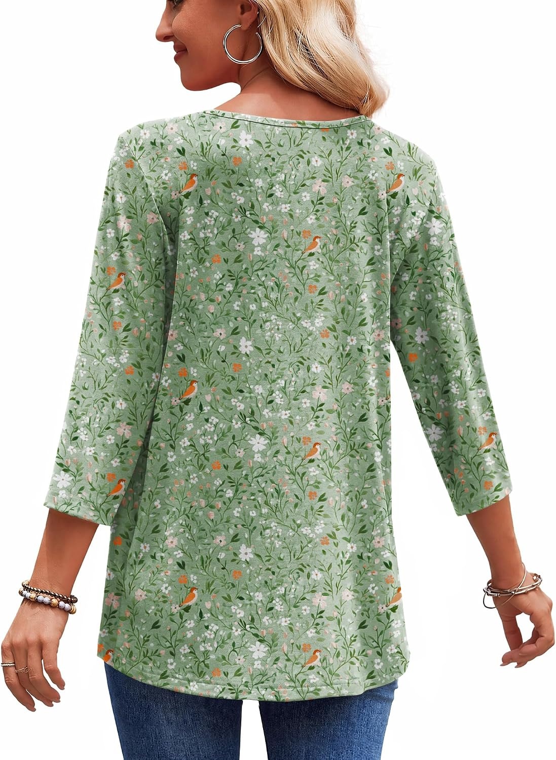 image:imageZeagoo 34 Length Sleeve Womens Tops 2026 Blouses for Women Dressy Casual Fashion Clothing V Neck TShirts Summer Outfits01xh534