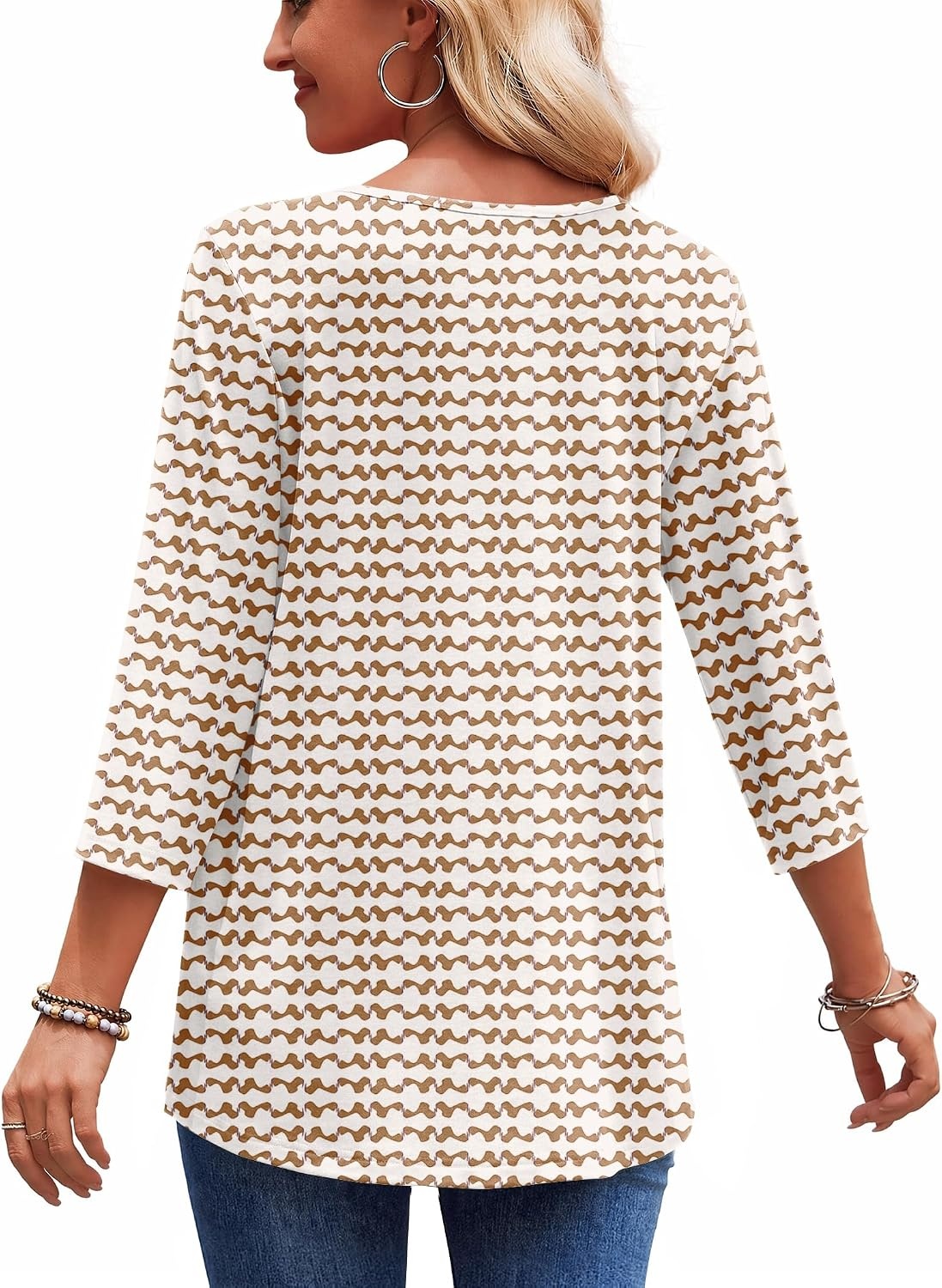 image:imageZeagoo 34 Length Sleeve Womens Tops 2026 Blouses for Women Dressy Casual Fashion Clothing V Neck TShirts Summer OutfitsCx318